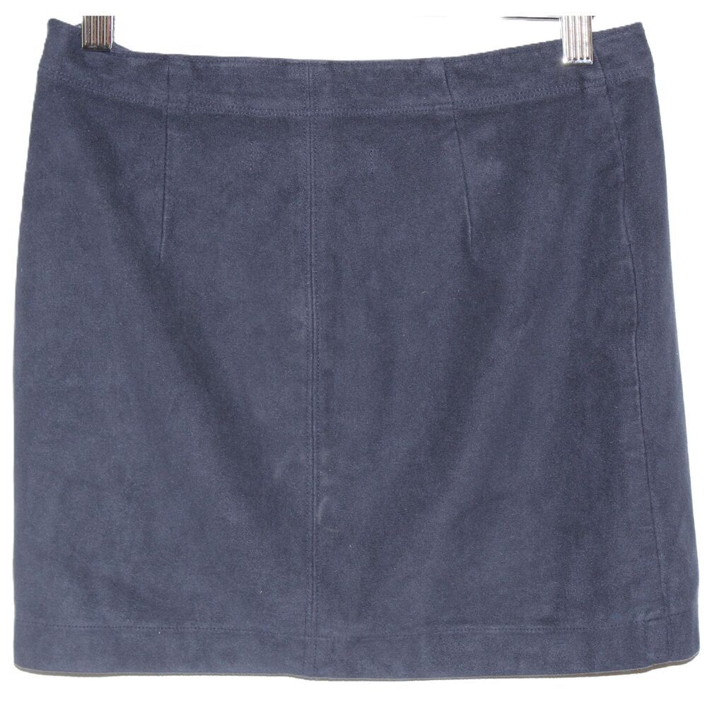Womens Abercrombie & Fitch Navy Blue Vegan Faux Suede A-Line Mini Skirt Size 00